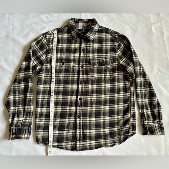 Rainforest Men’s Flannel Shirt Large Charcoal Plaid Cotton 2 Pocket Long Sleeve - Picture 4 of 6